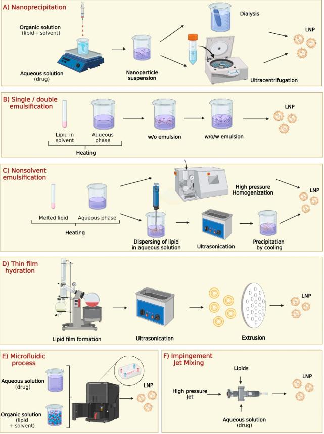 Fig.2 Lipid nanoparticle synthesis methods.