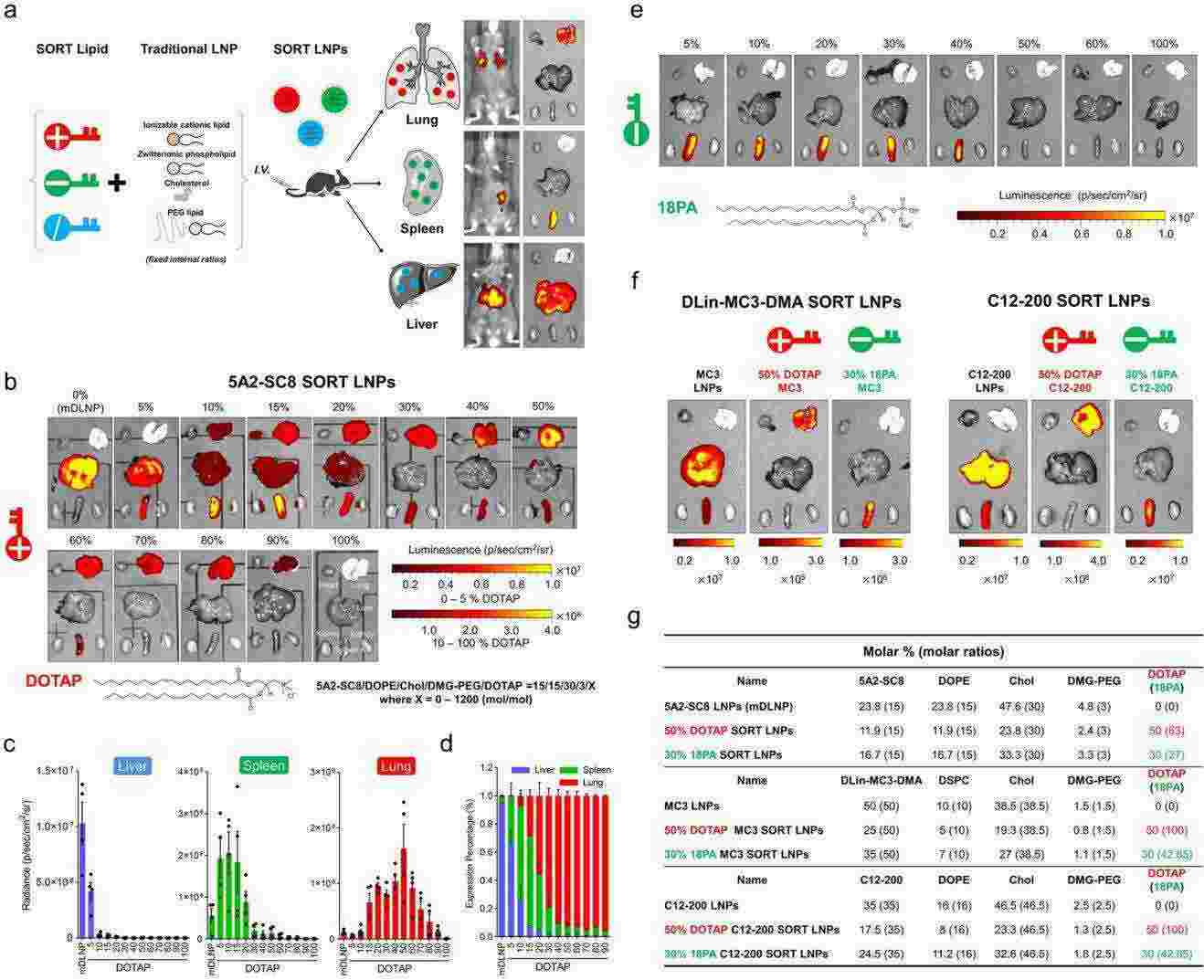 Fig.4 Selective organ targeting for multiclass lipid nanoparticles.