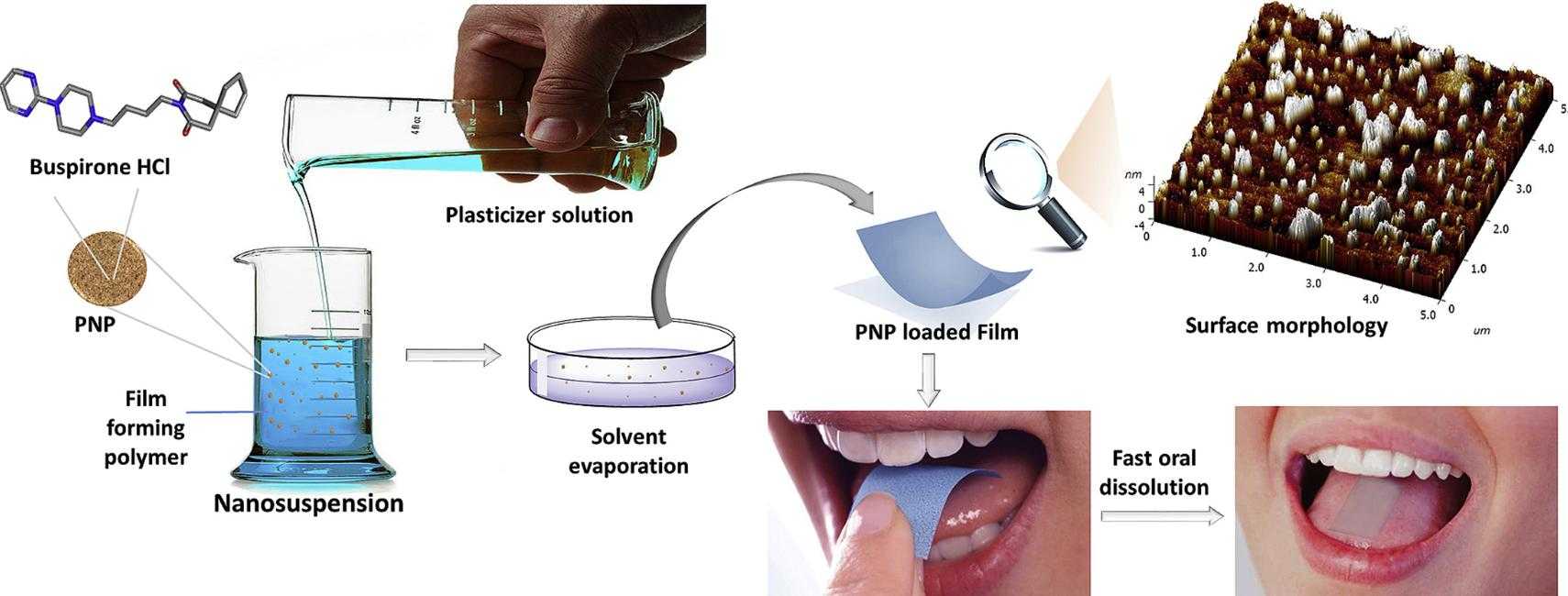 Fig.1 Formulation and analysis of rapid-dissolving oral films with nanoparticles.