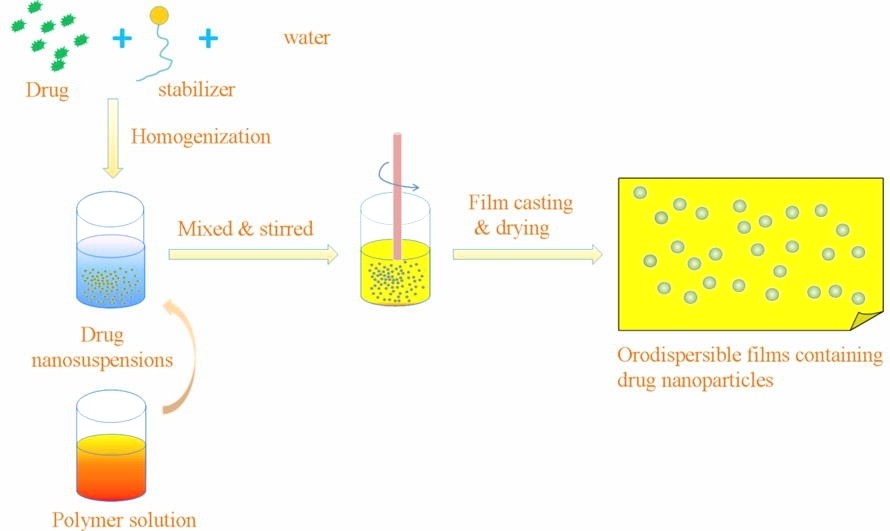 Fig.3 Formulation of an orodispersible film with drug nanoparticles.