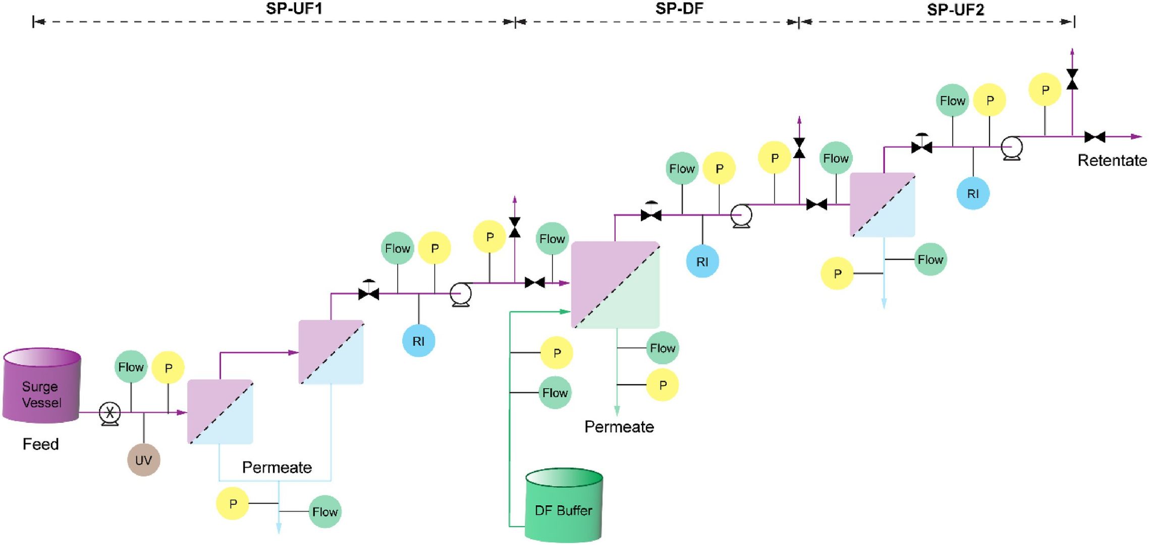 Fig. 3 Single-pass tangential flow filtration (SP-TFF).